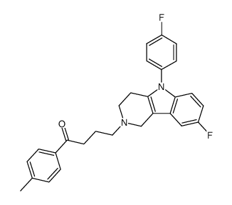 4-[8-fluoro-5-(4-fluoro-phenyl)-1,3,4,5-tetrahydro-pyrido[4,3-b]indol-2-yl]-1-p-tolyl-butan-1-one结构式