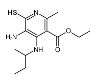 5-amino-4-sec.butylamino-6-mercapto-2-methylpyridine-3-carboxylic acid, ethyl ester Structure