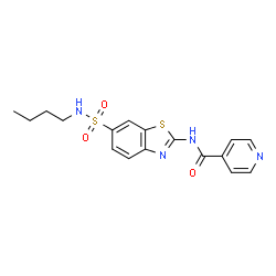 N-{6-[(butylamino)sulfonyl]-1,3-benzothiazol-2-yl}isonicotinamide结构式