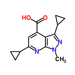 3,6-Dicyclopropyl-1-methyl-1H-pyrazolo[3,4-b]pyridine-4-carboxylic acid结构式