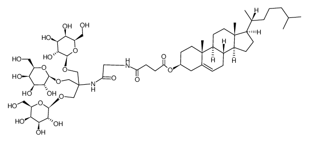 N-(tris((beta-galactopyranosyloxy)methyl)methyl)-N(alpha)-(4-(5-cholesten-3 beta-yloxy)succinyl)glycinamide Structure