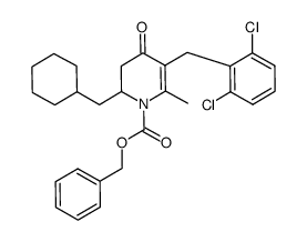 1-benzyloxycarbonyl-6-cyclohexylmethyl-3-(2,6-dichlorobenzyl)-5,6-dihydro-2-methyl-4-pyridone Structure