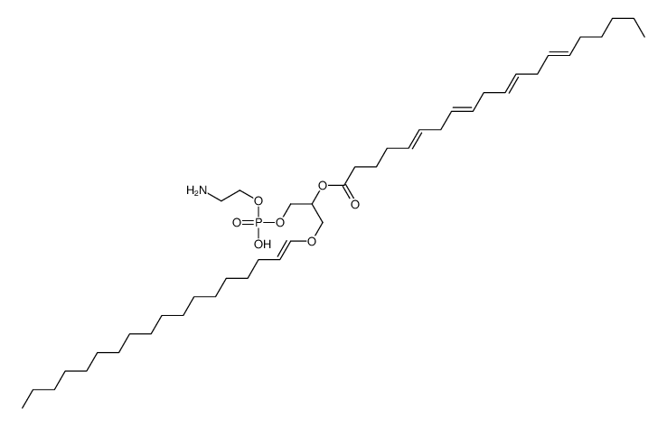 2-aminoethoxy-[(2R)-2-[(5Z,8Z,11Z,14Z)-icosa-5,8,11,14-tetraenoyl]oxy-3-[(Z)-octadec-1-enoxy]propoxy]phosphinic acid Structure