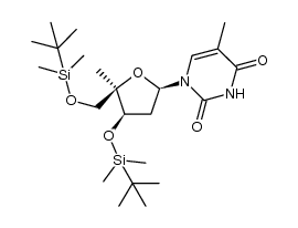 1-{(2R,4R,5R)-4-(tert-butyldimethylsiloxy)-5-[(tert-butyldimethylsiloxy)methyl]-5-methyltetrahydrofuran-2-yl}-5-methylpyrimidine-2,4(1H,3H)-dione结构式