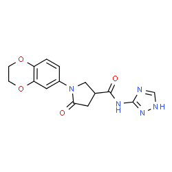 1-(2,3-dihydro-1,4-benzodioxin-6-yl)-5-oxo-N-(4H-1,2,4-triazol-3-yl)pyrrolidine-3-carboxamide structure