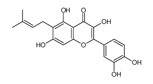 2-(3,4-dihydroxyphenyl)-3,5,7-trihydroxy-6-(3-methylbut-2-enyl)chromen-4-one结构式