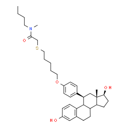 N-butyl-2-(5-(4-(3,17-dihydroxyestra-1,3,5(10)-trien-11-yl)phenoxy)pentylthio)-N-methylacetamide Structure