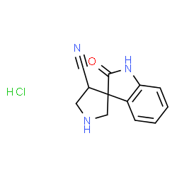 2-oxo-1,2-dihydrospiro[indole-3,3'-pyrrolidine]-4'-carbonitrile hydrochloride结构式