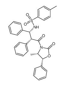 (4S,5R)-3-((2R,3R)-2,3-diphenyl-3-(tosylamino)propionyl)-4-methyl-5-phenyloxazolidin-2-one Structure