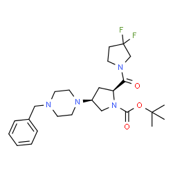 (2S,4S)-1-BOC-2-(3,3-二氟吡咯烷-1-羰基)-4-(4-苄基-1-哌嗪基)吡咯烷结构式