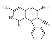 2-amino-7-methyl-5-oxo-4-phenyl-4,6-dihydropyrano[3,2-c]pyridine-3-carbonitrile Structure