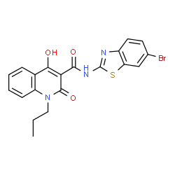 N-(6-bromo-1,3-benzothiazol-2-yl)-4-hydroxy-2-oxo-1-propyl-1,2-dihydroquinoline-3-carboxamide结构式