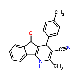 2-Methyl-4-(4-methylphenyl)-5-oxo-4,5-dihydro-1H-indeno[1,2-b]pyridine-3-carbonitrile结构式