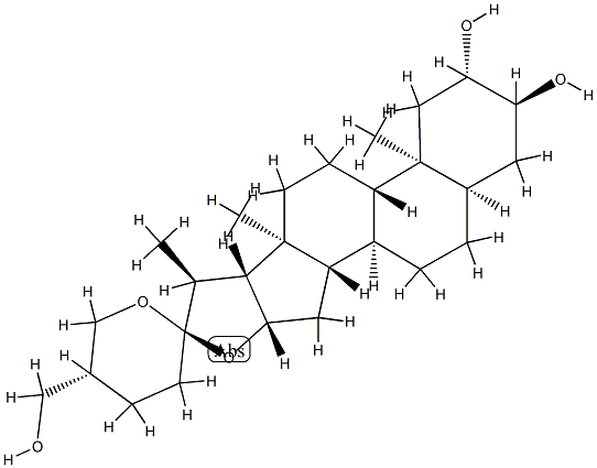 (25R)-5β-Spirostane-2β,3α,27-triol结构式