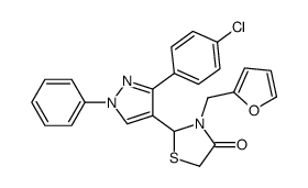 2-[3-(4-chlorophenyl)-1-phenylpyrazol-4-yl]-3-(furan-2-ylmethyl)-1,3-thiazolidin-4-one Structure