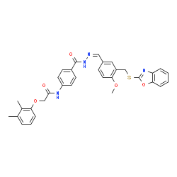 Benzoic acid, 4-[[(2,3-dimethylphenoxy)acetyl]amino]-, [[3-[(2-benzoxazolylthio)methyl]-4-methoxyphenyl]methylene]hydrazide (9CI)结构式