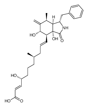 (16R,20R)-7β,9,20-trihydroxy-16-methyl-1-oxo-10-phenyl-9,23-seco-[13]cytochalasa-6(12),13t,21t-trien-23-oic acid结构式