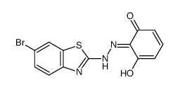 6-[(6-bromo-1,3-benzothiazol-2-yl)hydrazinylidene]-5-hydroxycyclohexa-2,4-dien-1-one结构式