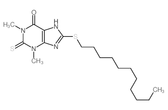 6H-Purin-6-one,1,2,3,9-tetrahydro-1,3-dimethyl-2-thioxo-8-(undecylthio)- Structure