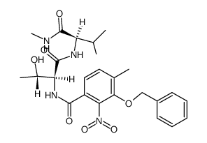 N-[N-(3-benzyloxy-4-methyl-2-nitro-benzoyl)-Ls-threonyl]-D-valine methylamide结构式