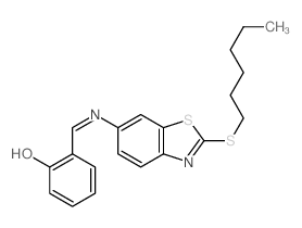 Phenol,2-[[[2-(hexylthio)-6-benzothiazolyl]imino]methyl]- Structure