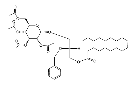 2-O-benzyl-3-stearoyl-1-O-(2,3,4,6-tetra-O-acetyl-β-D-glucopyranosyl)-sn-glycerol结构式