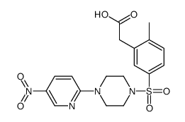 2-[2-methyl-5-[4-(5-nitropyridin-2-yl)piperazin-1-yl]sulfonylphenyl]acetic acid Structure