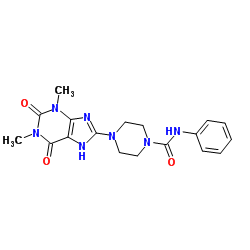 4-(1,3-Dimethyl-2,6-dioxo-2,3,6,7-tetrahydro-1H-purin-8-yl)-N-phenyl-1-piperazinecarboxamide Structure