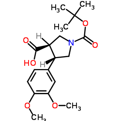 (3R,4S)-1-(tert-Butoxycarbonyl)-4-(3,4-dimethoxyphenyl)pyrrolidine-3-carboxylic acid结构式