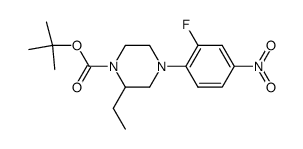 2-ethyl-4-(2-fluoro-4-nitrophenyl)piperazine-1-carboxylic acid tert-butyl ester结构式