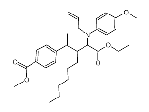 ethyl 3-(1-hexyl)-4-(4-methoxycarbonylphenyl)-2-[N-(4-methoxyphenyl-N-allylamino)]pent-4-enoate结构式