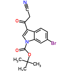 2-Methyl-2-propanyl 6-bromo-3-(cyanoacetyl)-1H-indole-1-carboxylate结构式