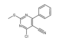 4-CHLORO-2-(METHYLSULFANYL)-6-PHENYL-5-PYRIMIDINECARBONITRILE Structure