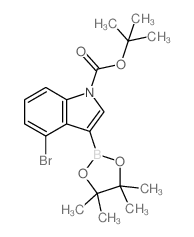 4-溴-3-(4455-四甲基-132-二噁硼烷-2-基)-1H-吲哚-1-羧酸叔丁酯结构式