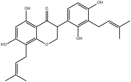 5,7,2',4'-Tetrahydroxy-8,3'-di(gamma,gamma-dimethylallyl)-isoflavanone Structure