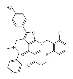 2-(4-Amino-phenyl)-3-[(benzyl-methyl-amino)-methyl]-7-(2,6-difluoro-benzyl)-5-isobutyryl-7H-thieno[2,3-b]pyridin-4-one structure