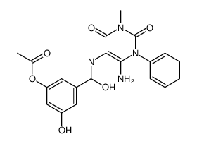 Benzamide,3-(acetyloxy)-N-(6-amino-1,2,3,4-tetrahydro-3-methyl-2,4-dioxo-1-phenyl-5-pyrimidinyl)-5-hydroxy- Structure