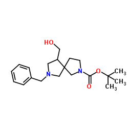 叔-丁基 7-苯甲基-9-(羟甲基)-2,7-二氮杂螺[4.4]壬烷-2-甲酸基酯结构式