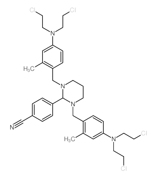 4-[1,3-bis[[4-[bis(2-chloroethyl)amino]-2-methyl-phenyl]methyl]-1,3-diazinan-2-yl]benzonitrile结构式