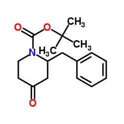 1-叔丁氧羰基-2-苄基-4-哌啶酮结构式