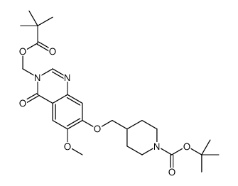 7-(N-tert-Butoxycarbonylpiperidin-4-ylmethoxy)-6-methoxy-3-pivaloyloxymethyl-3,4-dihydroquinazolin-4-one结构式