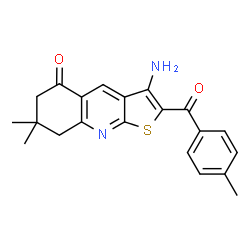 3-amino-7,7-dimethyl-2-(4-methylbenzoyl)-7,8-dihydrothieno[2,3-b]quinolin-5(6H)-one structure