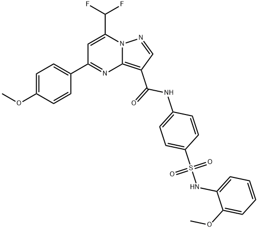 Pyrazolo[1,5-a]pyrimidine-3-carboxamide, 7-(difluoromethyl)-5-(4-methoxyphenyl)-N-[4-[[(2-methoxyphenyl)amino]sulfonyl]phenyl]-结构式