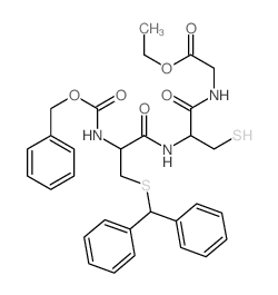 ethyl 2-[[2-[(3-benzhydrylsulfanyl-2-phenylmethoxycarbonylamino-propanoyl)amino]-3-sulfanyl-propanoyl]amino]acetate Structure