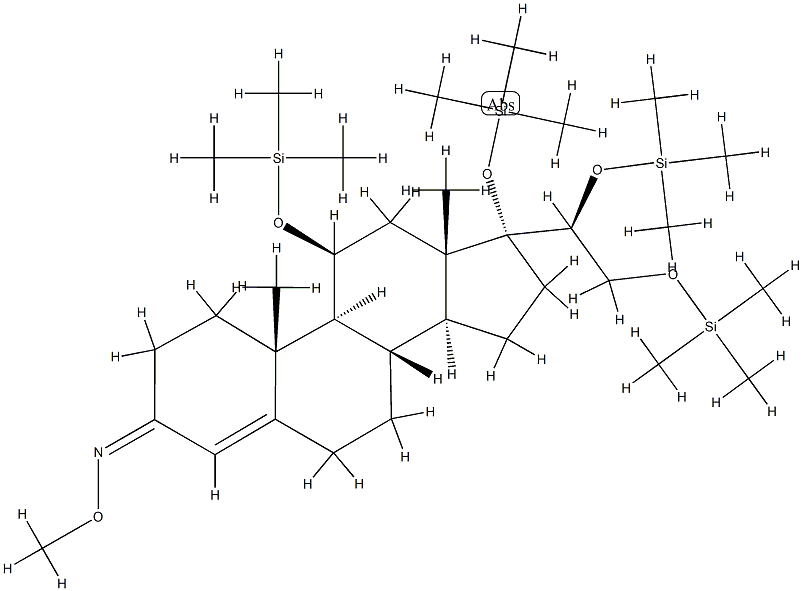(20S)-11β,17,20,21-Tetrakis(trimethylsiloxy)pregn-4-en-3-one O-methyl oxime结构式