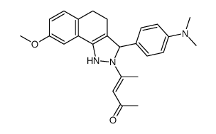 4-[3-[4-(dimethylamino)phenyl]-8-methoxy-1,3,4,5-tetrahydrobenzo[g]indazol-2-yl]pent-3-en-2-one结构式