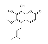 7,8-Dihydroxy-6-methoxy-5-(3-methyl-2-butenyl)-2H-1-benzopyran-2-one结构式