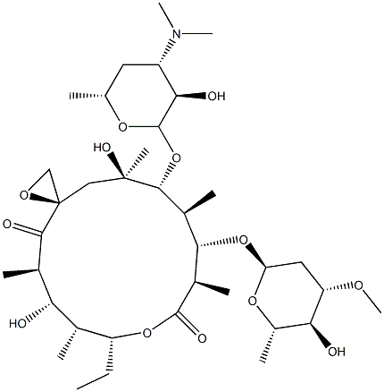 (3'S)-3'-Demethyl-8,19-epoxy-12-deoxyerythromycin结构式