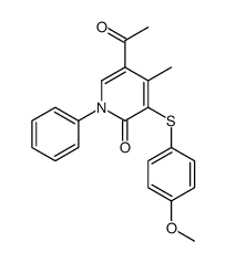 5-acetyl-3-(4-methoxyphenyl)sulfanyl-4-methyl-1-phenylpyridin-2-one结构式