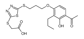 2-[[5-[3-(4-acetyl-3-hydroxy-2-propylphenoxy)propylsulfanyl]-1,3,4-thiadiazol-2-yl]sulfanyl]acetic acid structure